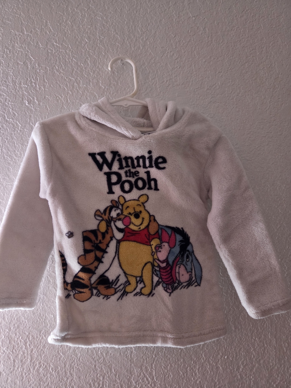 Disney White Winnie the Pooh Hooded Fleece Sweatshirt